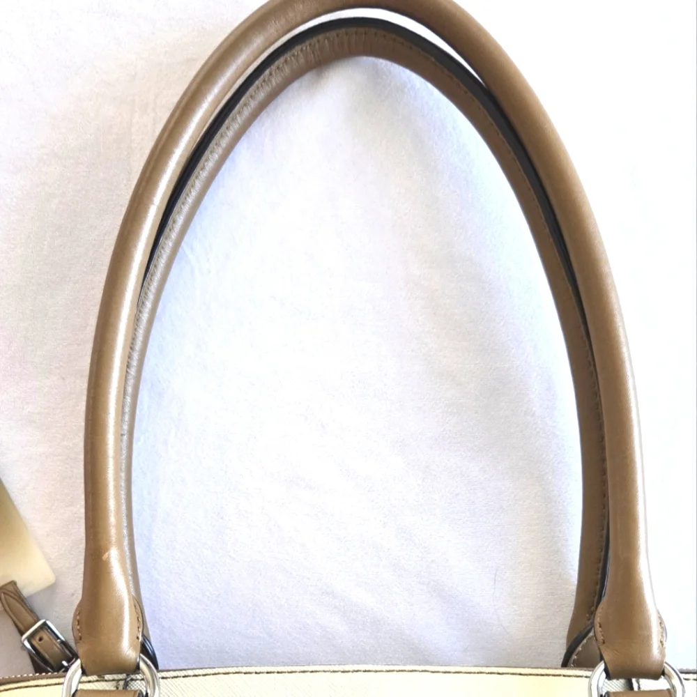 New! Tumi Verona Double Zip Satchel Villa Bag Purse SAND COATED Twill - Picture 4 of 14